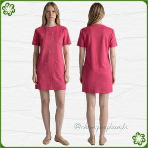 ZARA Fuschia Faux Suede Mini Shift Dress